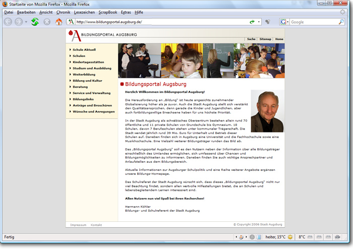 Webportal für das Bildungs- und Schulreferat Augsburg